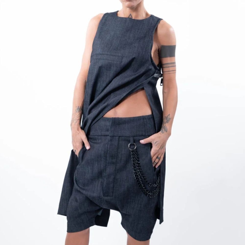 Denim Loose Casual Drop Crotch Harem Shorts